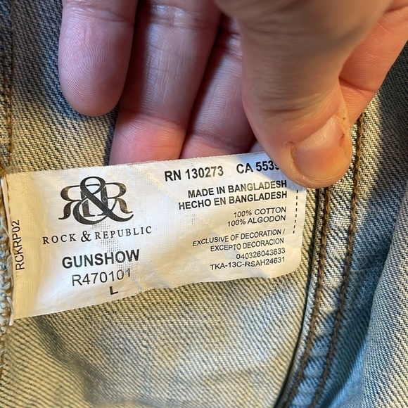 Edgy Studded Denim Vest LG Rock & Republic Blue Grunge Punk Alt Costume Street - Picture 12 of 16